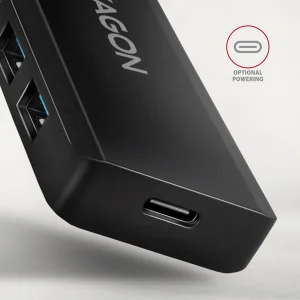 AXAGON HUE-C1A, 4x USB 5Gbps TRAVEL hub, USB-C napájecí konektor, kabel USB-A 19cm - obrázek 4