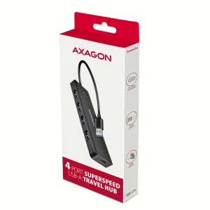 AXAGON HUE-C1A, 4x USB 5Gbps TRAVEL hub, USB-C napájecí konektor, kabel USB-A 19cm - obrázek 7