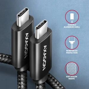 AXAGON BUCM4X-CM10AB NewGEN+ kabel USB-C <-> USB-C, 1m, USB4 Gen 3×2, PD 240W 5A, 8K HD, ALU, oplet - obrázek 2