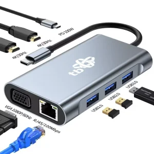 TB Touch USB C 8v1 - HDMI 2x, USB, VGA, RJ45, PD - obrázek 2