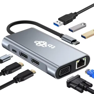 TB Touch USB C 8v1 - HDMI 2x, USB, VGA, RJ45, PD - obrázek 3