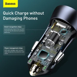 Baseus rychlonabíječka do auta Golden Contractor Pro Dual USB+USB-C 40W tmavě šedá - obrázek 4