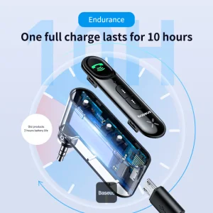 Baseus bluetoooth audio adaptér Qiyin černý - obrázek 5