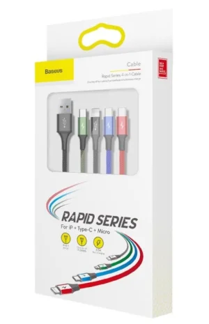 Baseus datový kabel 4v1 microUSB+USB-C+2xLightning 1,2m 3,5A černý - obrázek 2