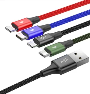 Baseus datový kabel 4v1 microUSB+USB-C+2xLightning 1,2m 3,5A černý - obrázek 5