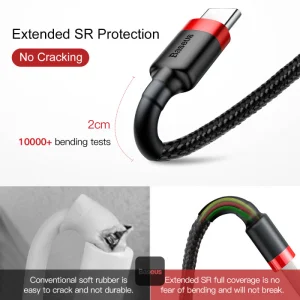 Baseus datový kabel Cafule USB-C 2m 2A červeno-černý - obrázek 7