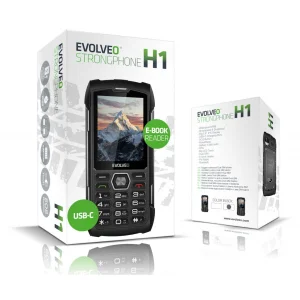 EVOLVEO StrongPhone H1, IP68 odolný Dual SIM telefon, 2,8"LCD, 5000mAh, Powerbanka, černo-stříbrný - obrázek 2