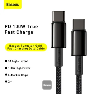 Baseus datový kabel Tungsten Gold USB-C/USB-C 2m 100W černý - obrázek 6