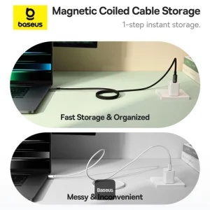 Baseus datový magnetický kabel Tungsten Gold USB-C/USB-C 1m 100W černý - obrázek 3