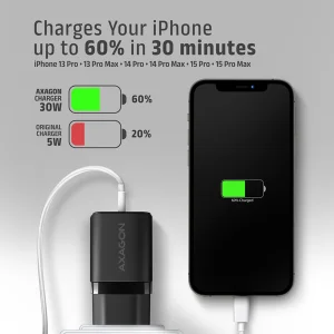 AXAGON ACU-PQ30, Sil nabíječka do sítě 30W, 2x port (USB-A + USB-C), PD3.0/PPS/QC4+/SFC/AFC/Apple - obrázek 5