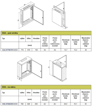 Hybridní rack silový SGA-077067015-CCD pod omítku - obrázek 2