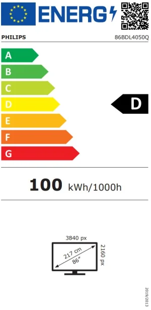 86" LED Philips 86BDL4050Q-UHD,500cd,AN,24/7 - obrázek 2