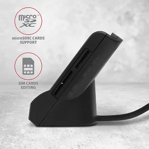 AXAGON CRE-SM2, USB-A StandReader 4-slot čtečka Smart card (eObčanka) + SD/microSD/SIM, kabel 1.3 m - obrázek 4