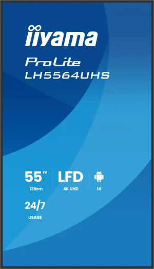 55" iiyama LH5564UHS-B1AG:VA,4K UHD, Android,24/7 - obrázek 3