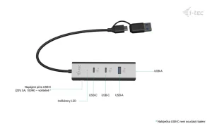 i-tec Universal Charging Metal HUB 2x USB-C + 2x USB-A Port, PD 85W - obrázek 2
