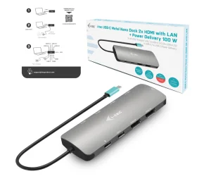 i-tec USB-C Metal Nano dokovací stanice, 2x HDMI, PD 100W - obrázek 3