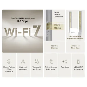 Mercusys ME25BE BE3600 Wi-Fi7 Range Extender - obrázek 3