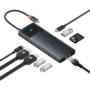 Baseus Metal Gleam II Series 10v1 USB-C HUB Dokovací Stanice Cosmic Black - obrázek 2