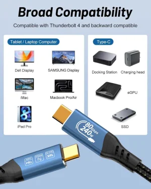 PremiumCord USB4™ Version2.0 80Gbps 16K@60Hz 240W Thunderbolt 3 a 4 kabel 1,2m - obrázek 11