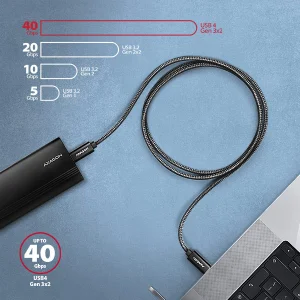 AXAGON BUCM4X-CM05AB NewGEN+ kabel USB-C <-> USB-C, 0.5m, USB4 Gen 3×2, PD 240W 5A, 8K HD, ALU,oplet - obrázek 7