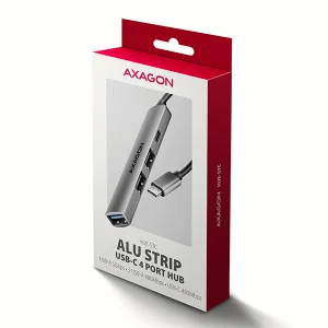 AXAGON HUE-STC, 4x USB ALU STRIP hub, 1x USB-A 5Gbps, 2x USB-A & 1x USB-C 480Mbps, kabel USB-C 12cm - obrázek 2