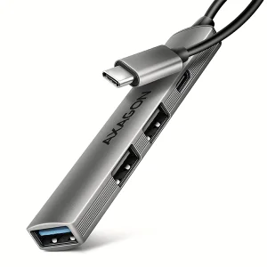 AXAGON HUE-STC, 4x USB ALU STRIP hub, 1x USB-A 5Gbps, 2x USB-A & 1x USB-C 480Mbps, kabel USB-C 12cm