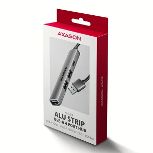 AXAGON HUE-STA, 4x USB ALU STRIP hub, 1x USB-A 5Gbps, 2x USB-A & 1x USB-C 480Mbps, kabel USB-A 12cm - obrázek 2