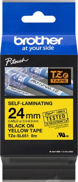 Brother TZE-SL651, žlutá/černá, 24mm, samolaminovací - obrázek 2