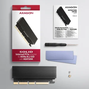 AXAGON PCEM2-XS, PCIe x16 - M.2 NVMe M-key slot adaptér, kryt s chladičem pro pasivní chlazení - obrázek 4