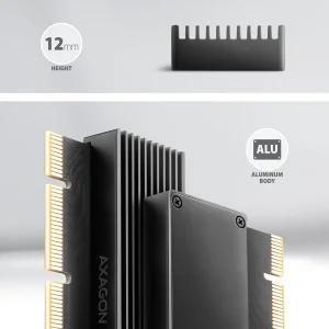 AXAGON PCEM2-XS, PCIe x16 - M.2 NVMe M-key slot adaptér, kryt s chladičem pro pasivní chlazení - obrázek 6