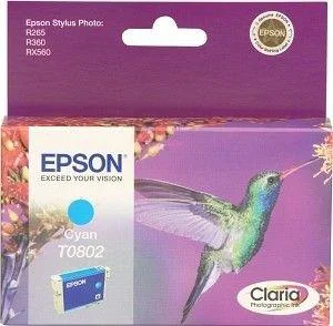 Inkoustová náplň Epson T0802 azurová R265/360/RX560