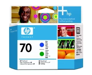 Inkoustová náplň HP č. 70 modrá a zelená tisková hlava