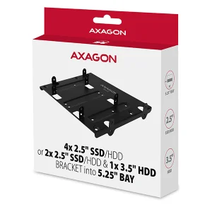 AXAGON RHD-435, kovový rámeček pro 4x 2.5" nebo 2x 2.5" HDD/SSD  a 1x 3.5" HDD do 5.25" pozice - obrázek 5