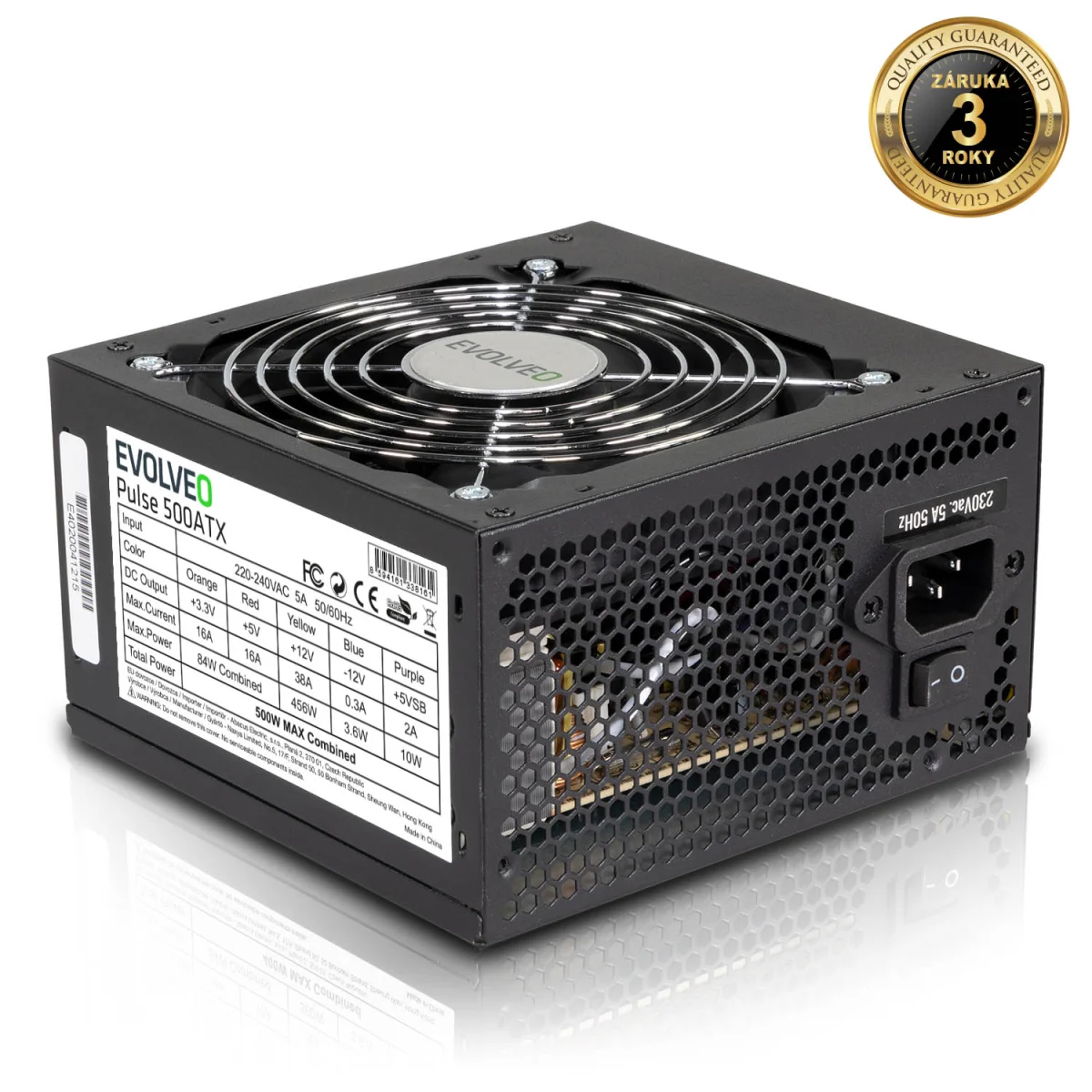 EVOLVEO Pulse 500,zdroj 500W,ATX,tichý,bulk,3YRW