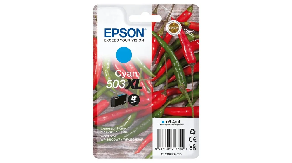 Inkoustová náplň Epson 503XL T09R2 azurová 6,4 ml