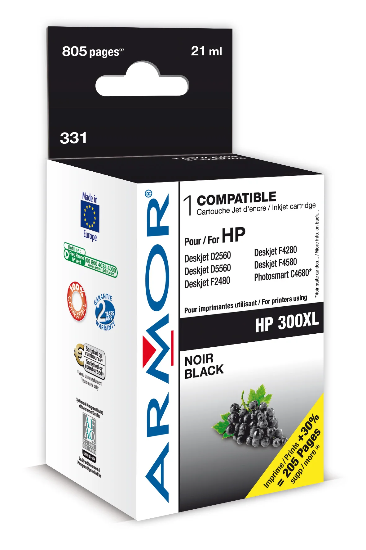 Inkoustová náplň HP DJ D2560 CC641EE černá 21 ml (ARMOR)