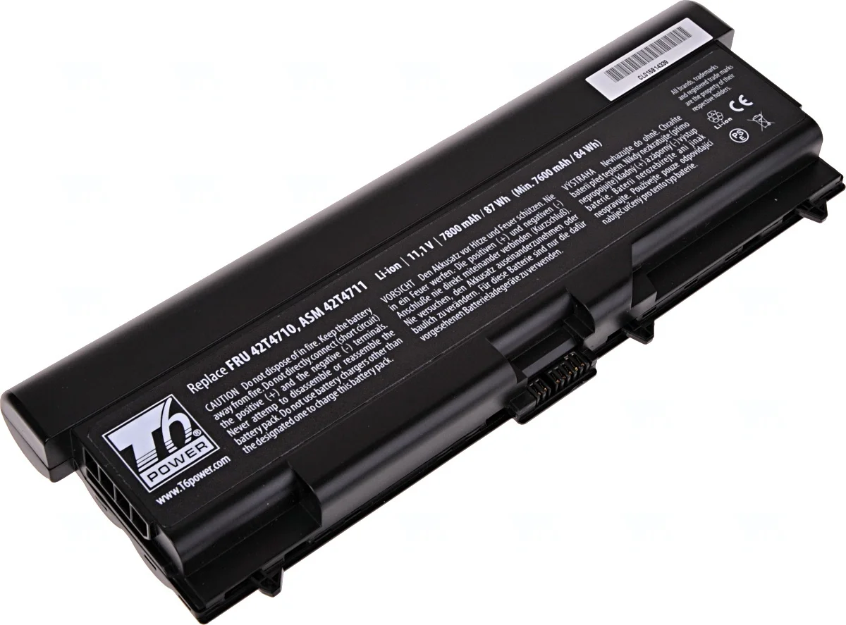 Baterie T6 Power pro Lenovo ThinkPad T410, T420, T510, T520, L410, L420, L510, 7800mAh, 87Wh, 9cell