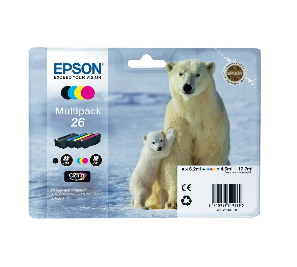 Inkoustová náplň Epson 26 T2616 4barvy Claria Premium 19,7 ml
