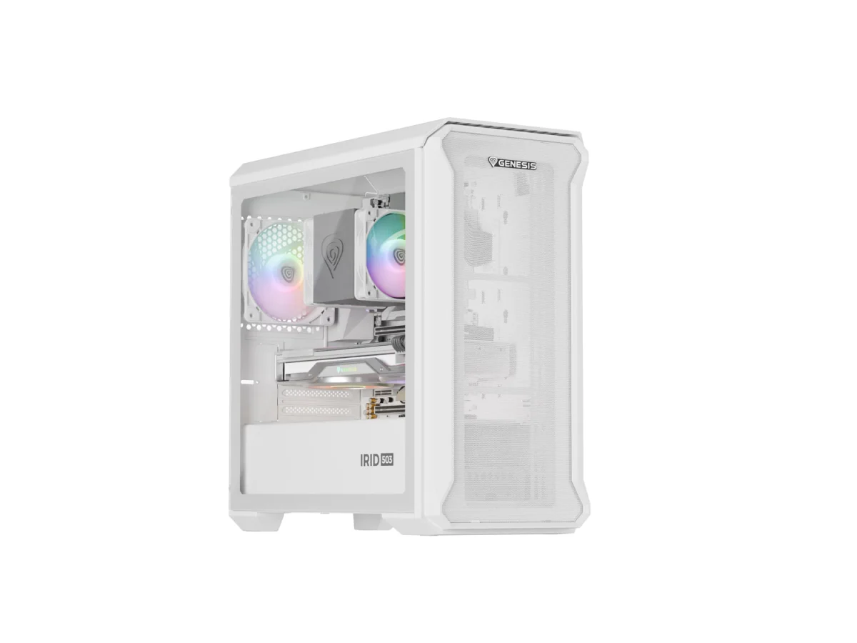 Počítačová skříň Genesis IRID 503 ARGB LITE/Mini Tower/Transpar./Bílá