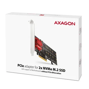 AXAGON PCEM2-ND, PCIe x8 řadič - 2x M.2 NVMe M-key slot, RAID, podpora desek bez bifurkace, vč. LP - obrázek 8