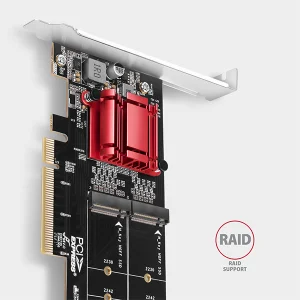 AXAGON PCEM2-ND, PCIe x8 řadič - 2x M.2 NVMe M-key slot, RAID, podpora desek bez bifurkace, vč. LP - obrázek 5