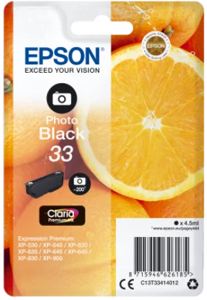 Epson Singlepack Photo Black 33 Claria Premium Ink