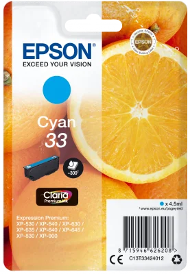 Inkoustová náplň Epson 33 T3342 azurová 4,5 ml Claria Premium