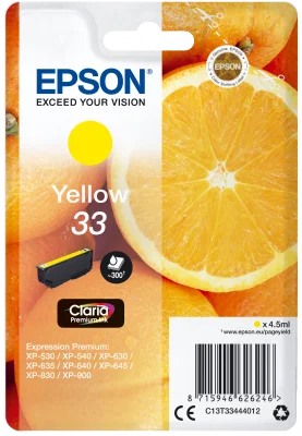 Epson Singlepack Yellow 33 Claria Premium Ink