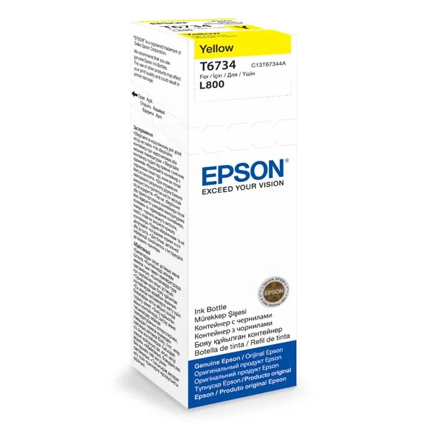 Inkoustová náplň Epson T6734 žlutá 70 ml L800