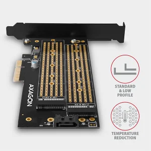 AXAGON PCEM2-D, PCIe x4 - M.2 NVMe M-key + SATA B-key slot adaptér, vč. LP - obrázek 4