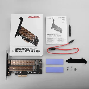 AXAGON PCEM2-D, PCIe x4 - M.2 NVMe M-key + SATA B-key slot adaptér, vč. LP - obrázek 5
