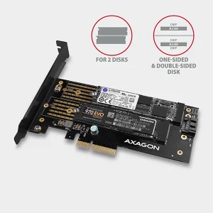 AXAGON PCEM2-D, PCIe x4 - M.2 NVMe M-key + SATA B-key slot adaptér, vč. LP - obrázek 6