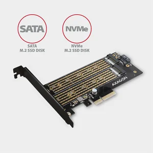 AXAGON PCEM2-D, PCIe x4 - M.2 NVMe M-key + SATA B-key slot adaptér, vč. LP - obrázek 7
