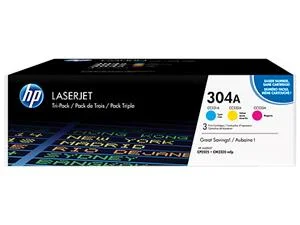 Toner HP 304A azurový, purpurový, žlutý trojbalení